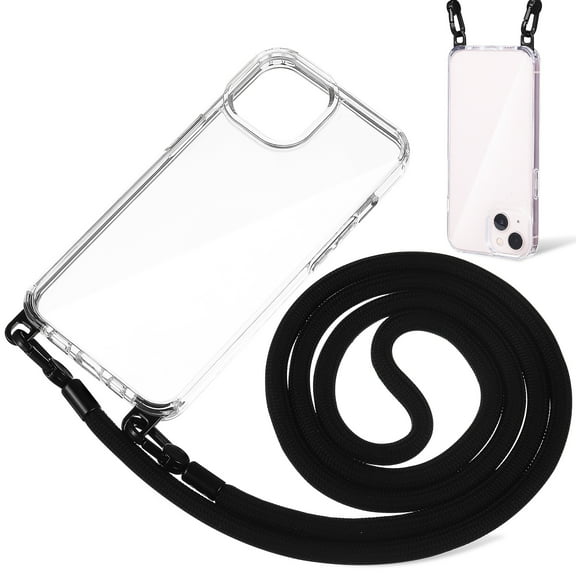 unbranded Lanyard Case Mobile Phone Transparent Rope Black Metal Hook Removable Miss