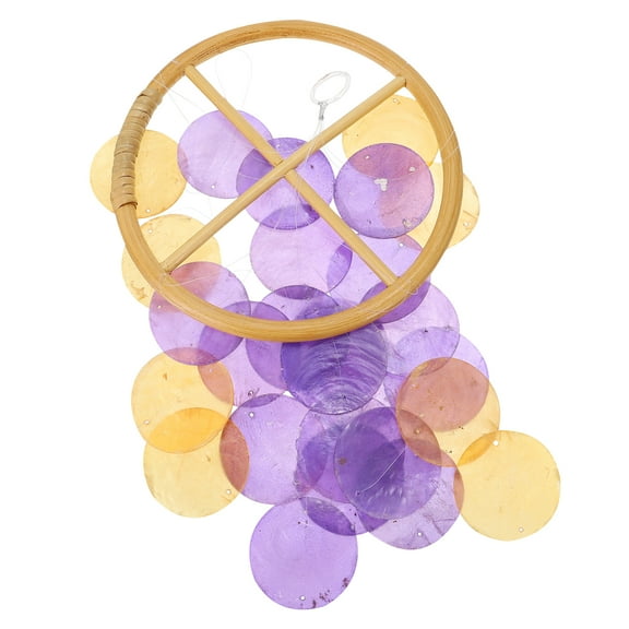ROMANSENTIAL 1Pc Purple Seashell Wind Chime Outdoor Hanging Wind Bell for Garden Decoration
