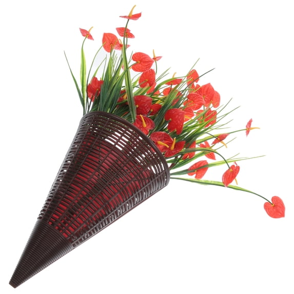 unbranded Leaf Wall Hanging Artificial Flowers Lifelike Flower Basket 32X20CM
