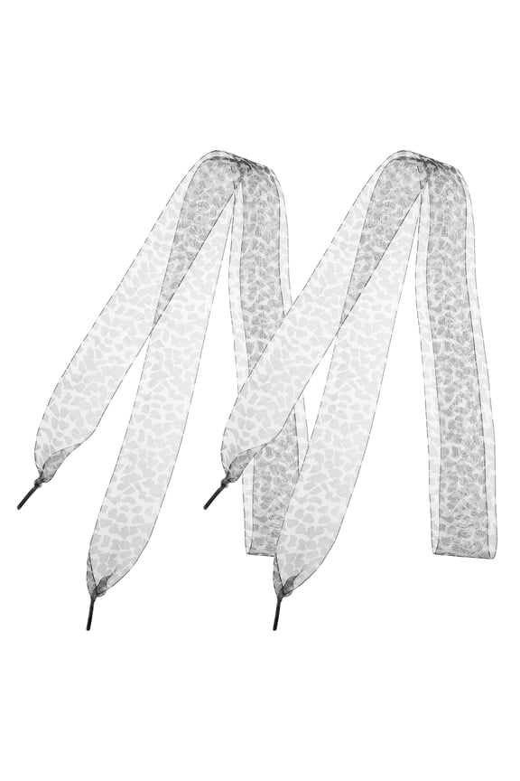 Worgeous Cute Leopard Print Shoelaces for Sneakers Wide Flat Polyester Grey Fun Shoe Laces 40cm