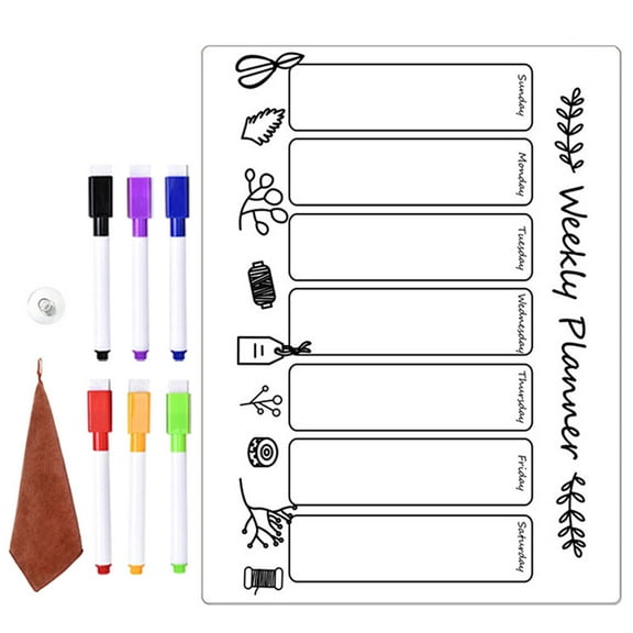 HOMEMAXS Magnetic Schedule Board for Home Use Weekly Planner Dry Erase Surface Portable PVC Board Assorted