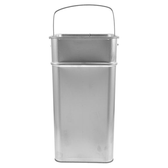 UPOUART Portable Metal Trash Can Outdoor Galvanized Sheet Anti-Rust Easy to Clean Silver 1Set