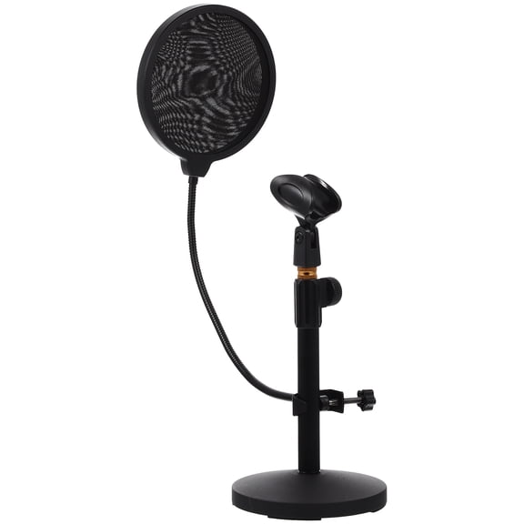 Adjustable Desktop Microphone Stand with Mic Filter for Home Studio Use Black 1 Set