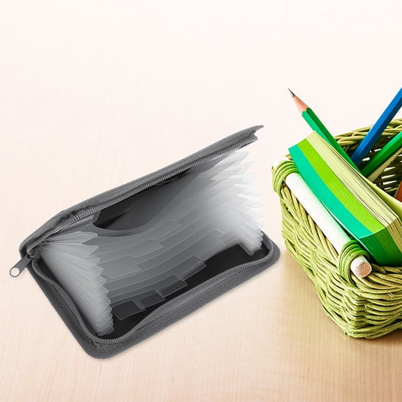 OULII Portable Multi Grid Receipt Organizer with Zipper for Document Storage