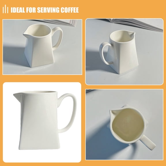 Ceramic Coffee Creamer with Handle, Salad Dressing Server, Small Pourer for Cream, , and Sauces