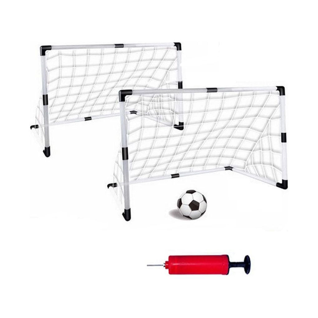 chidgrass Mini Football Goal Plastic Post Net with Pump Set Small Indoor  Outdoor Sports Removable Training Toys Children Girls Double Soccer Goal