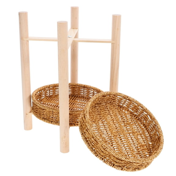 unbranded Multi-tiered Fruit Bowl Stackable Storage Baskets with Banana Hanger Macrame