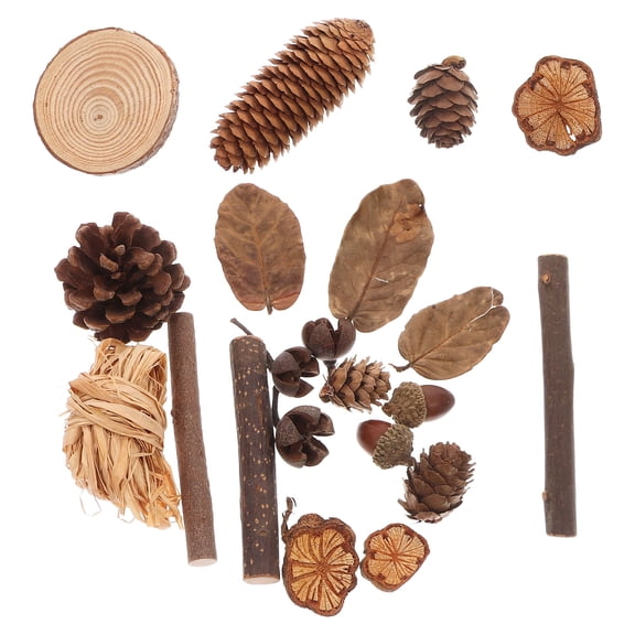WHAMVOX Wooden Forest DIY Craft Set with Pine Cones Leaves for Home Decor Photo Booth Props Multi