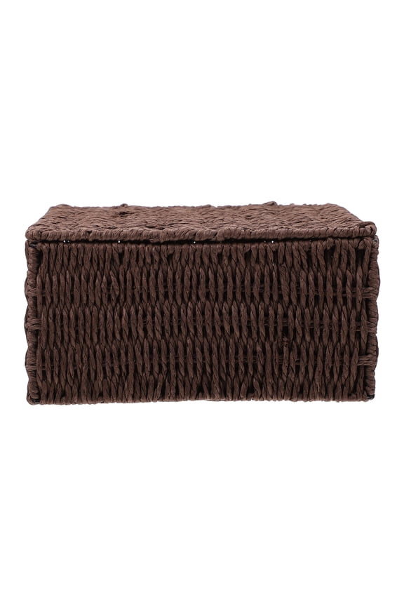 Natural Storage Bins Flip Storage Box Paper Rope Basket 23X23X12CM Coffee