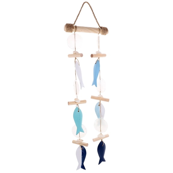 WHAMVOX Mediterranean Style Wall Hanging Decor with Seashell and Fish Design for Home 6 x 8 inches