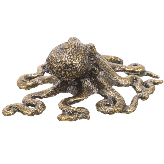 Milisten Vintage Copper Octopus Sculpture Metal Craft Decor Light Brown Coastal Home Art