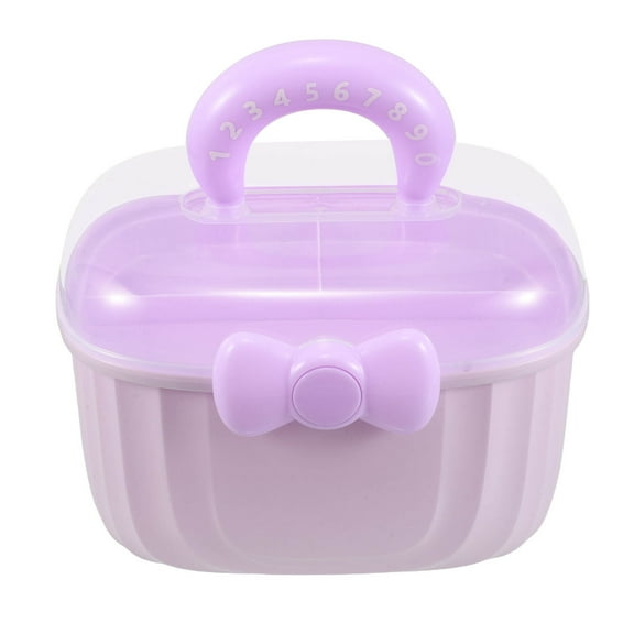 Purple Double Layer Storage Box with Lid for Jewelry Hair Accessories Portable Handle Butterfly
