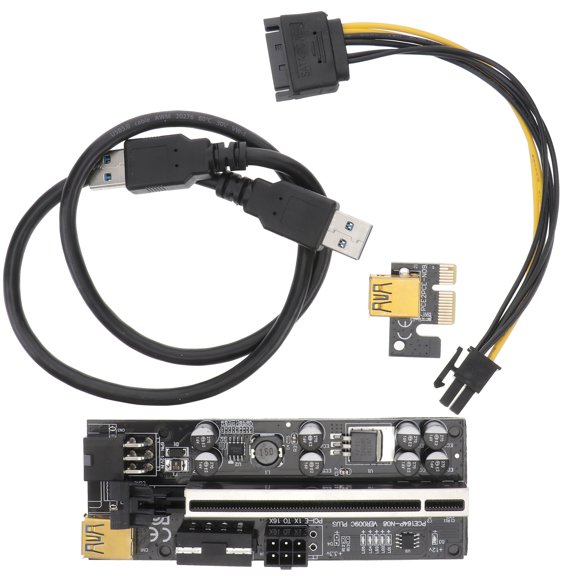 BESTYASH 1Set Pci-E 1X to 16X Pcie Adapter Card with LED Indicator Black for Computer Mining Power Amplify