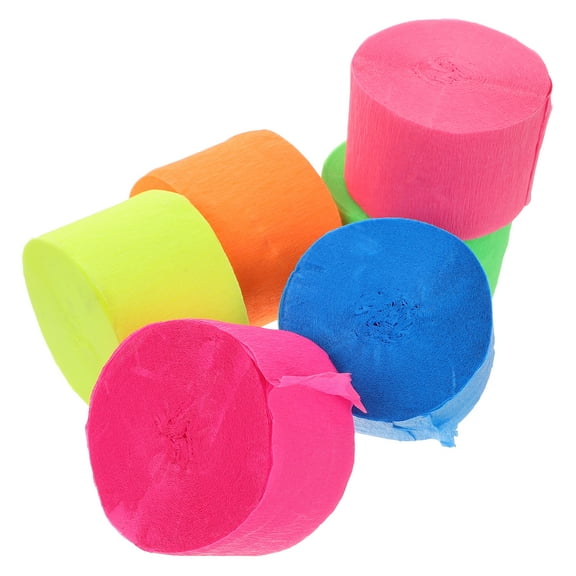 Neon Party Crepe Paper Streamers 6pcs Assorted Color for Birthday Party Decorations and