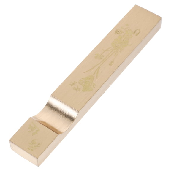 ROMANSENTIAL Brass Paperweight for Practice, Rectangular Metal Brush Holder with Smooth Edges, Elegant Golden Tone