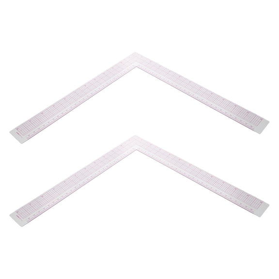 unbranded Pattern Making Tool 2Pcs Transparent Plastic Sewing Ruler for Fashion Design and Professionals