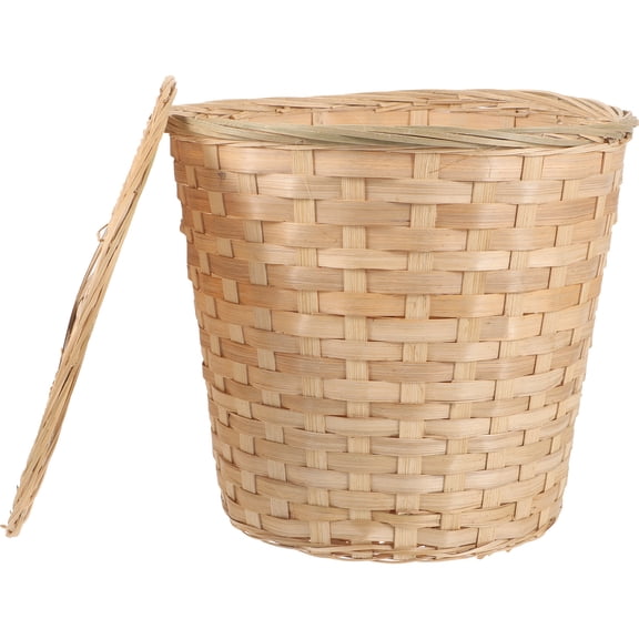 unbranded Picnic Basket Wicker Basket with Lid Bamboo Trash Can 25.00X24.00X20.00CM