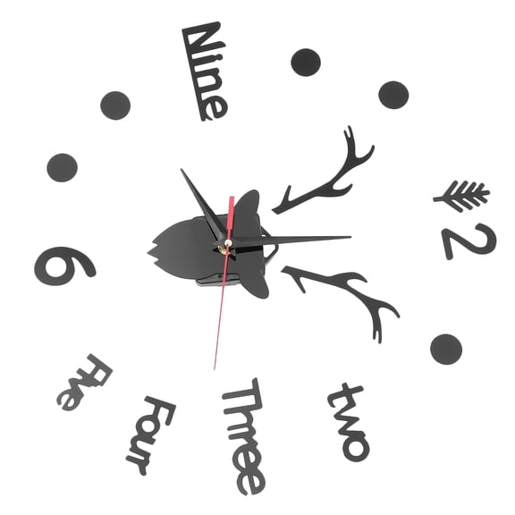 KALLORY Modern Wall Clock Acrylic Deer Head Shape 1Pcs for Living Room Decor