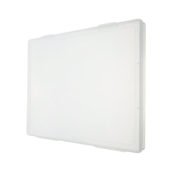 OULII Clear Plastic A4 Letter Paper Box with Flip Lid for Office and Home Organization