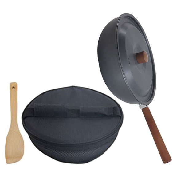 unbranded  Portable Camp Cookware Outdoor Frying Pot Food Wok Funnel Black