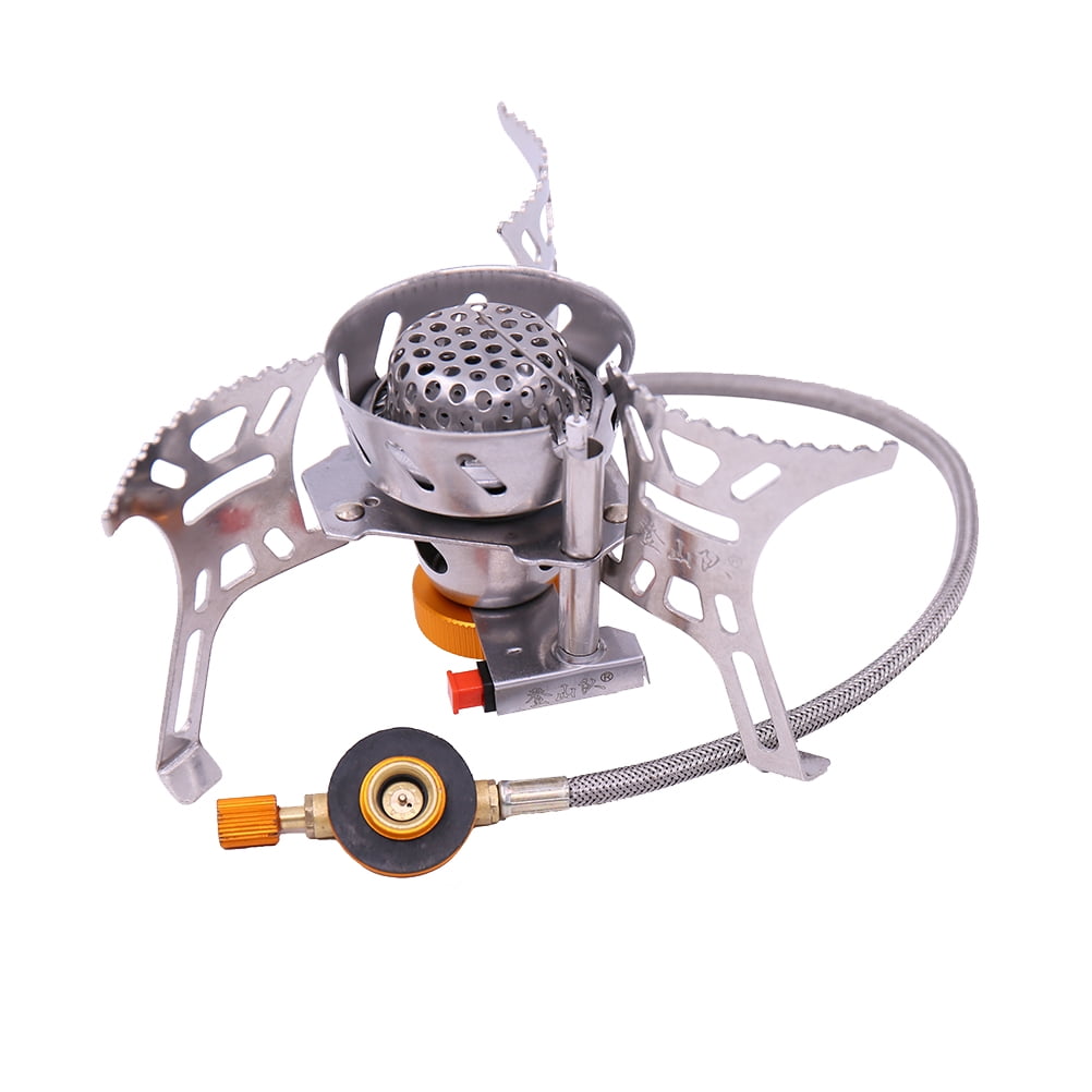 Propane Outdoor Windproof Stove Portable Gas Burner Mini Camping Stoves Silver