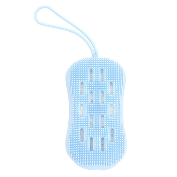 unbranded Puff Silicone Cleaning Brush Sponge Bath Towel Man 13x7.5cm Blue