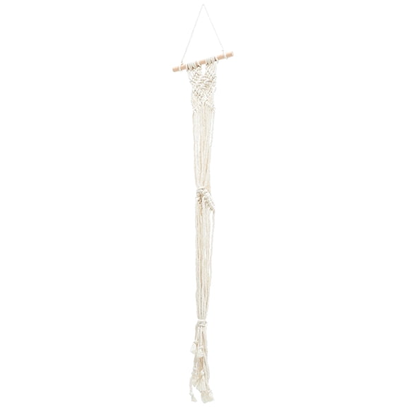 HOOWIFFY Hat Organizer Rack Macrame Hat Hanger Beige Wood 1 Set Living Room