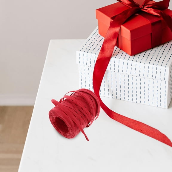 TEHAUX 1 Roll Raffia Paper ng Paper Rope Red Tying for Crafters Various Occasions