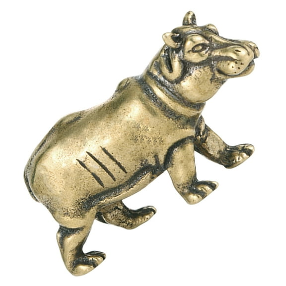 unbranded Realistic Hippo Figurine Brass Statue Hippo Tabletop Hippo Decor Desktop Decoration for Home Desktop Hippo Ornament Tea Ceremony Decor