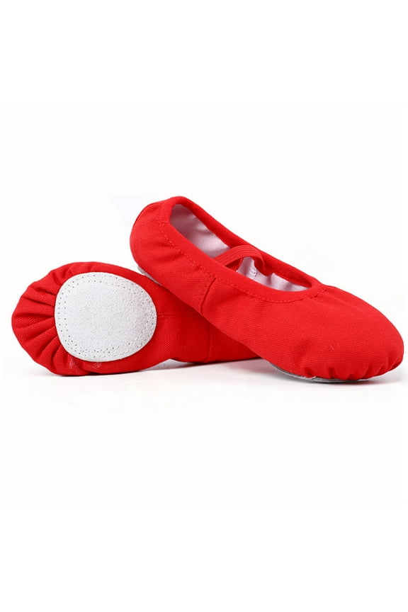 Girls Ballet Booties 1 Pair Red Canvas Dance Shoes with Elastic Band Comfortable Breathable Design