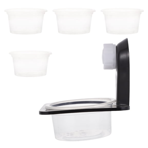 unbranded Reptile Food Bowl with Cup Drinking Basin Water Feeder Black