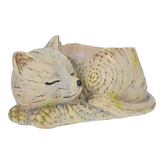 unbranded  Resin Cat Statue Plant Pot Cute Pots Cut-out Carpet Flower Grey