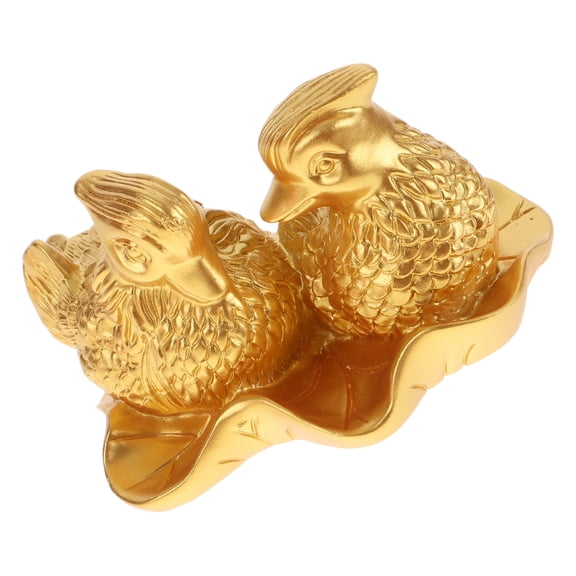 unbranded Resin Golden Mandarin Duck Model Wedding Mandarin Duck Sculpture Desktop Wedding Gift