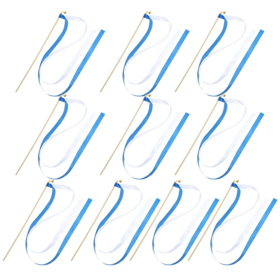 unbranded Ribbon Streamers Fairy Stick 1.6x23.6in Blue Golden 10Pcs Party Ribbon Streamers for Cheerleaders Games
