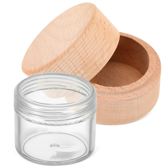 1 Set Ring Box Round Wooden Ring Holder Mini Wedding Ring Case Small Jewelry Holder Ear Studs Box Clear Lidded Ring Storage Box