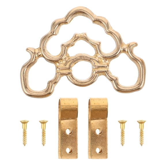 Masteelf Golden Brass Picture Hanging Hooks with Antique Design for Home Use Decoration Hardware 2.5 Inch
