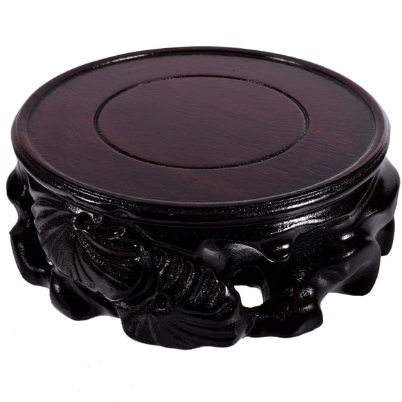 unbranded Rustic Vases Solid Wood Root Carved Base Flower Pot Stone Display Stand 12X4.5CM