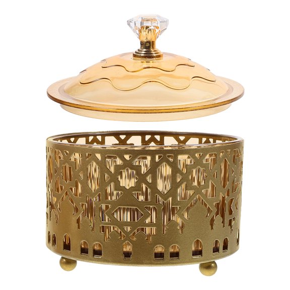 KHBUAB Eid Mubarak Golden Metal Candy Tray Decorative and Practical Ramadan Snack Plate