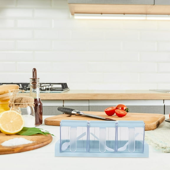 unbranded Seasoning Labels Spice Jars with and Organizer Blue