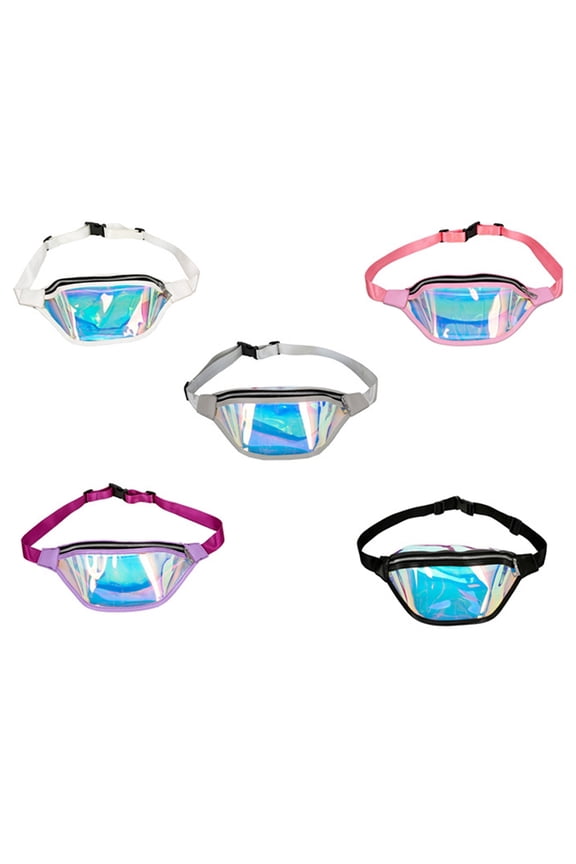 Raindrops Women Shiny Wasit Bag Fashion Reflective Chest Bag Outdoor Sports Travel Bags (Pink)