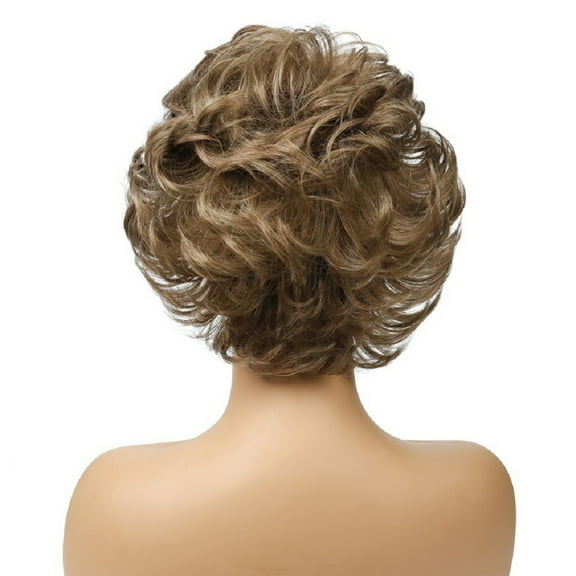 unbranded Short Oblique Bangs Chemical Fiber Hair Cover Curly Hair Wig Stylish Headwear for Woman Girl (As Shown)