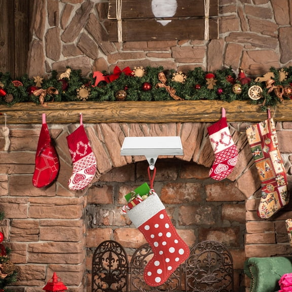 HOOWIFFY Christmas Stocking Hanger with Plush and Metal, Holiday Decor for Home, Fireplace, Wall Display