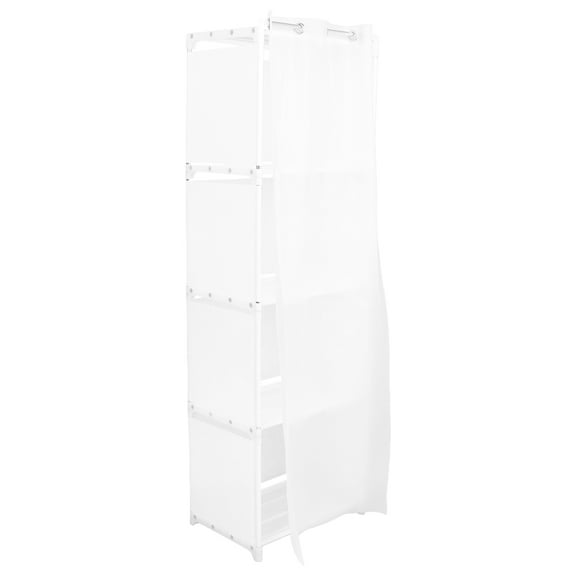 FONDOTIN White Freestanding Wardrobe Easy Assembly for Clothes and Books