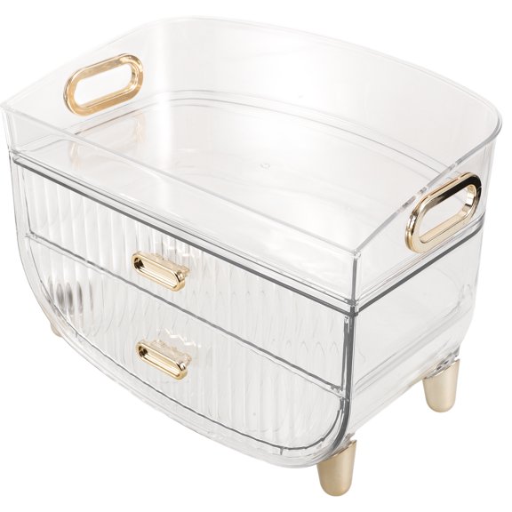 unbranded Vanity Cosmetic and Jewelry Organizer Makeup Storage Case Drawer Type Skincare Cosmetic Display Case Make Up Organizer for Desktop