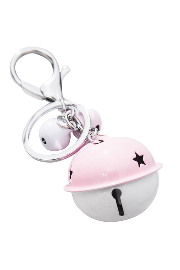 Pink Metal Bell Keychain with Rabbit Pendant for Bag Decoration