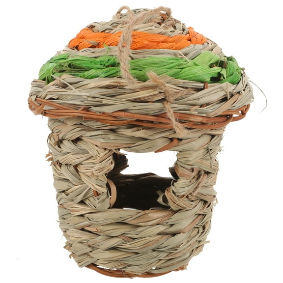 IFANLANDOR Garden Bird House Beige Straw Woven For Birds 1Set 6.29X4.72X4.72in