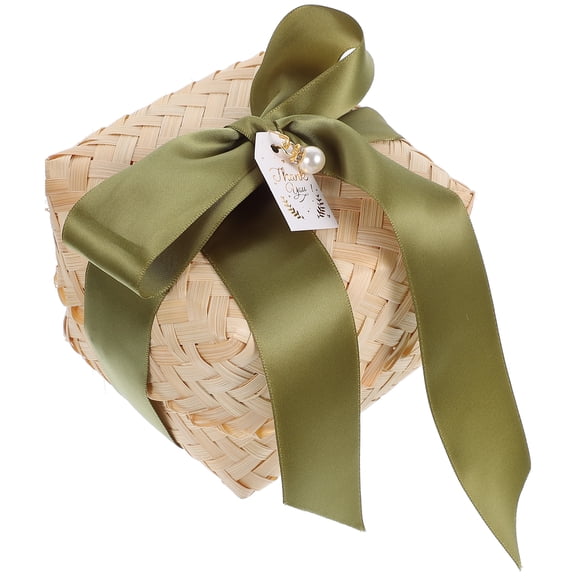 COOPHYA Decorative Storage Boxes with Lids, Woven Moss Green Ribbon Design, Material, 1 Set for Home Organization