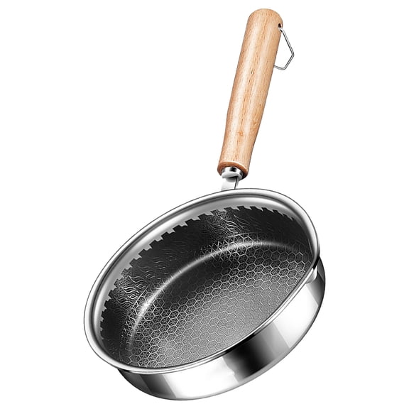 OUNONA Nonstick Stainless Steel Frying Pan Honeycomb Surface for Easy Cooking Silver