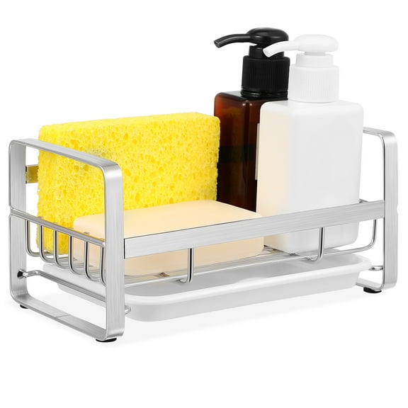 unbranded Stainless Steel Sink Rack Drain Kitchen Gadget Brush Holder Water Trough Silver