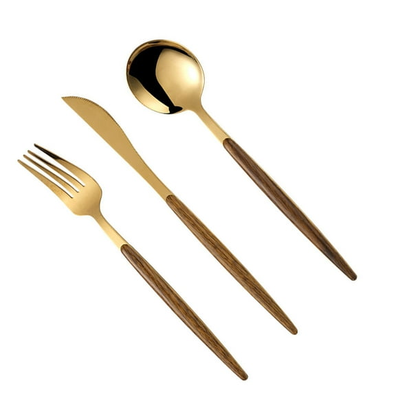 unbranded  Steak Tableware Flatware Reusable Forks Silverware Travel Golden